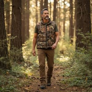 Browning Men's XL Reversible Down Puffer Vest Mossy Oak Camo Blaze Orange Jacket